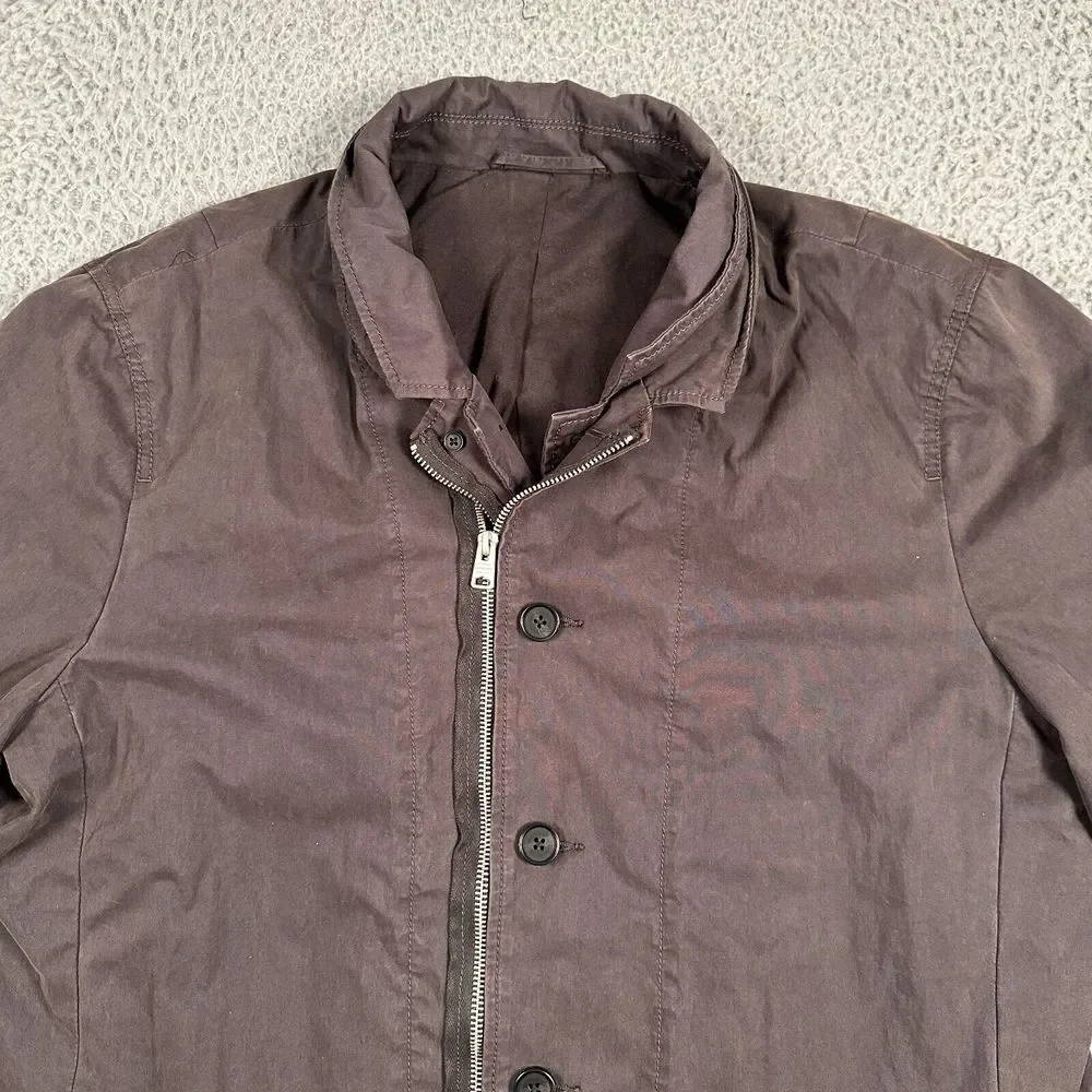 ALLSAINTS Leahurst Blazer Double Layered Cotton Leather Trim Jacket Mens 44 Flaw